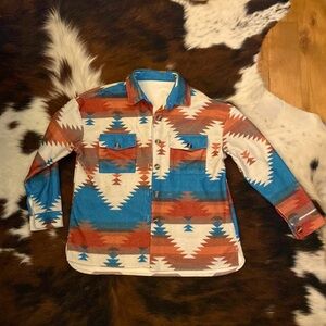 Aztec vibe fall button down shirt